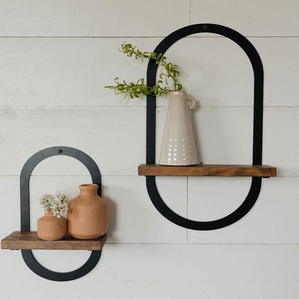 Flat Iron Oval Minimal Shelf, Real Wood shelves, Easy install shelves, Handmade in USA