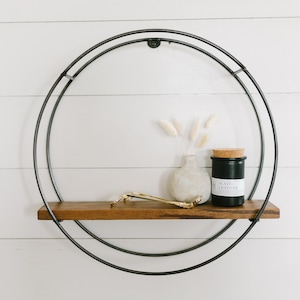Modern Circle Shelf, Hoop Shelf, Wooden Shelf, Metal Shelf, Floating Shelf, Minimalisitic Shelf,