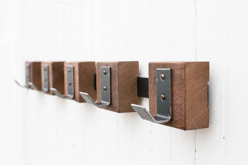 Metal Hook Rack Set of 5 Wall Hooks Industrial Hooks Etsy