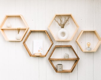 Hexagon Shelf, Geometric Shelves, Shape Shelves, Hanging Shelves, Modern Shelves, Floating Shelves