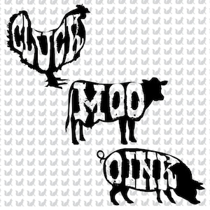 Chiocciare Moo Oink (pollo, mucca, maiale) Farm Animal Bundle - creare oggetti per la casa - scaricare file digitale per la stampa o taglio