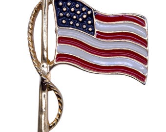 Broche vintage con la bandera estadounidense - Pin patriótico esmaltado