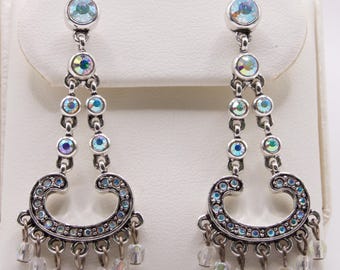 Pendientes de cristal Aurora Boreal con lámpara de araña vintage Carolee