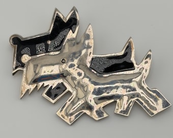 Schnauzer Dog Pin - Handcrafted Metal with Black Enamel Accents