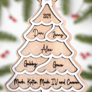 White Snow Tree Ornament - Personalized