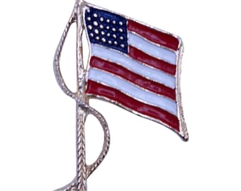 Broche vintage con la bandera estadounidense - Pin patriótico esmaltado