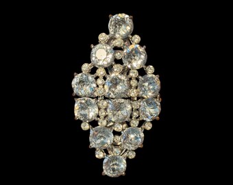 Vintage Coro Duette Rhinestone Brooch Shoe Clips – Art Deco Crystal Statement Jewelry
