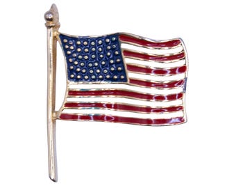 Broche vintage con la bandera estadounidense - Pin patriótico esmaltado