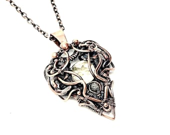 Citrine crystal gemstone copper wire wrapped