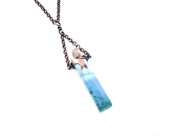 Handgemachte Kupfer Metall arbeit Natur Blau Opal Edelstein Unisex, Herren