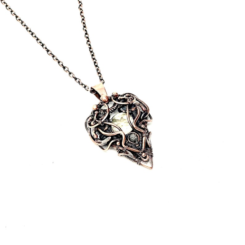 Citrine crystal gemstone copper wire wrapped image 1