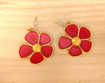 Pretty Flower Earrings, with 14k Gold Plated or Stainless Steel Hooks, 3D Printed in PLA and Translucent PETG Plastics