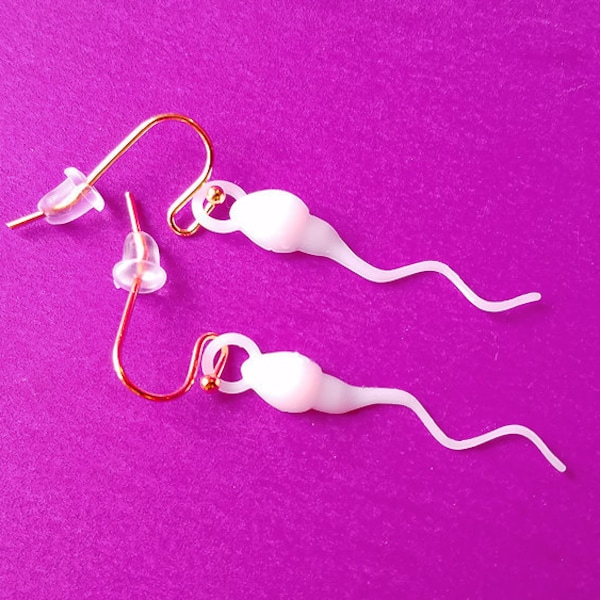 Little Swimmers Earrings, 3D Printed, with 14k Gold Plated or Stainless Steel Hooks