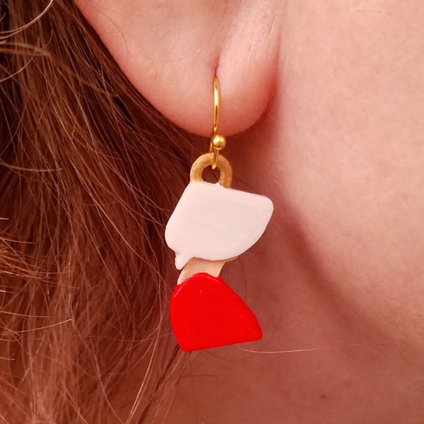 Handmaid's Wings Earrings with 14k Gold Plated or Stainless Steel Hooks, 3D Printed Hand Painted with Acrylic Paints