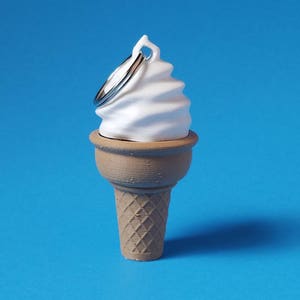 Keychain, Ice Cream Cone, Flat Bottom, 3D Printed in Biodegradable Plastic image 2