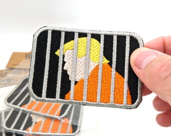 Trump In Prison Fully Embroidered Patch, Choice of Iron-On or Sew On