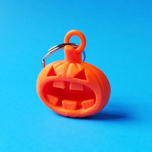 Halloween Angry Pumpkin Keychain, 3D Printed