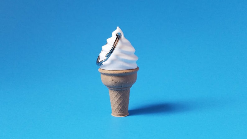 Keychain, Ice Cream Cone, Flat Bottom, 3D Printed in Biodegradable Plastic image 5