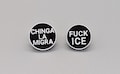 FUCK ICE Small Lapel Pin, Choice of Spanish or English Language, 3D Printed in Black and White PLA Plastics