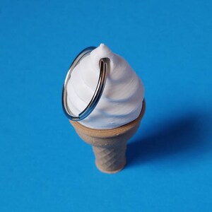 Keychain, Ice Cream Cone, Flat Bottom, 3D Printed in Biodegradable Plastic image 6