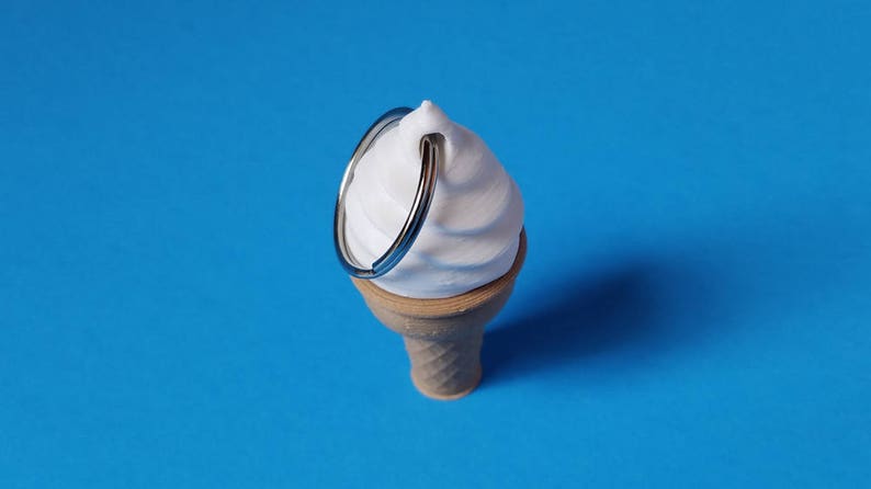 Keychain, Ice Cream Cone, Flat Bottom, 3D Printed in Biodegradable Plastic image 6