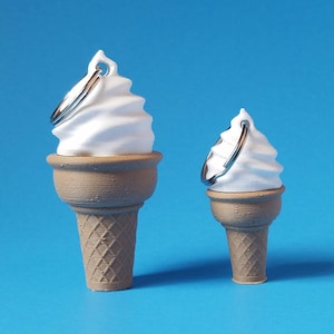 Keychain, Ice Cream Cone, Flat Bottom, 3D Printed in Biodegradable Plastic image 1