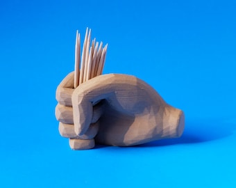 Porta stuzzicadenti/penna/matita grande: grande pugno cesellato, stampato in 3D