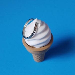 Keychain, Ice Cream Cone, Flat Bottom, 3D Printed in Biodegradable Plastic image 3