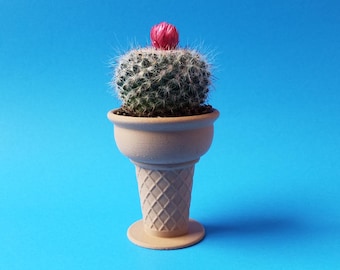 Mini Planter Ice Cream Cone, 3D Printed, Great for Succulents