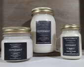 Peppermint Candle Christmas Candle Mint Candle Essential Oil Candle Mason Jar Candle Soy Candle