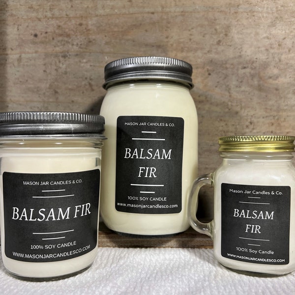 Balsam Fir | Soy Candles | Mason Jar Candle | Fall Candle | Scented Soy Wax Candle | Wax Melt