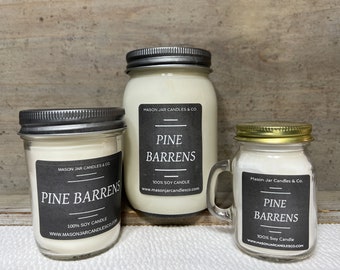 Pine Barrens Candle | Soy Candles | Scented Soy Candle | Fall Candle | Mason Jar | Wax Melts