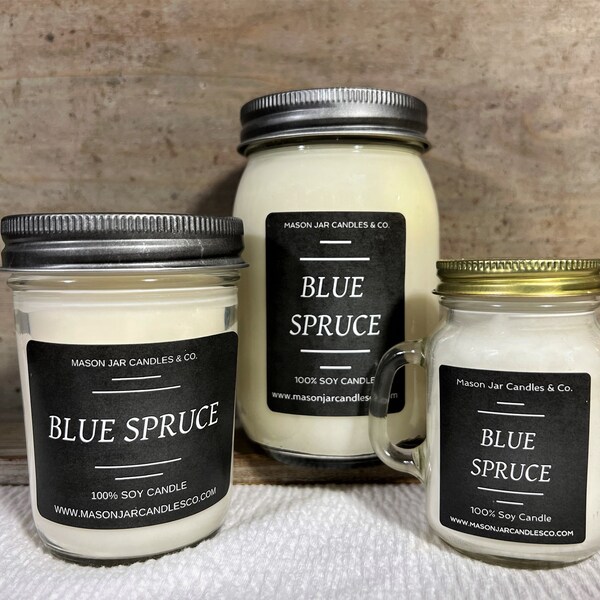 Blue Spruce | Soy Wax Candle | Scented Soy Candle | Fall Candle | Mason Jar | Wax Melt