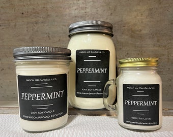 Peppermint Candle | Christmas Candle | Mint Candle | Wax Melt | Soy Candle