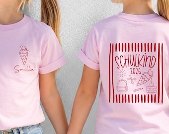 Schoolchild 2026 T-Shirt, Personalized, Shirt with Name & Year, Schoolchild 2026, Gift Idea for Schoolchildren, Back to School Gift