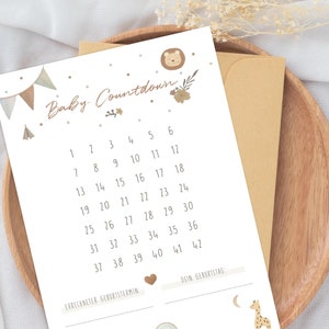 Babycountdown, Geburt Kalender, Kalender Schwangerschaft, Werdende Mama, Geburtscountdown, Regenbogen Boho, Handgemalt, Schwanger Countdown