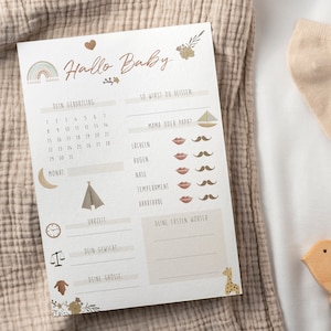 Babyparty Spiel, Ausfüllkarten, Babyshower Wunschkarte & Ratespiel, Tippkarte Set, Boho Regenbogen