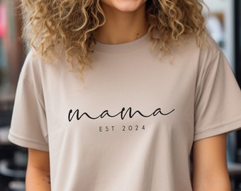 Mama Est 2024 Shirt, Geschenk Mama, Muttertag, Geburtstagsgeschenk, Baby Party, Schwangerschaft, Oversized Tshirt, Unisex