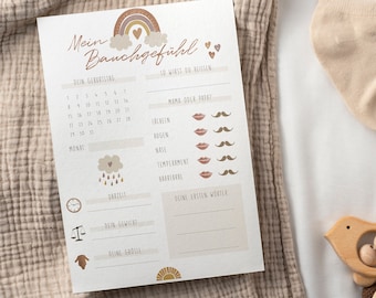 Spel Invulkaarten voor babyshower | Baby shower wenskaart & raadspel/tipkaartenset, Boho Rainbow | Onderbuikgevoel