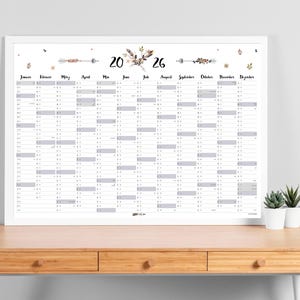 2026 annual planner, calendar 2026, 2026 monthly planner, 2026, wall calendar 2026, large calendar, calendar poster, boho style with flowers