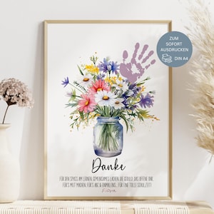 Abschiedsgeschenk Lehrerin, Danke Geschenk Abschied, DIY Geschenk Lehrerin, Grundschule, Handabdruck, Abschied Grundschule, Danke Idee, PDF