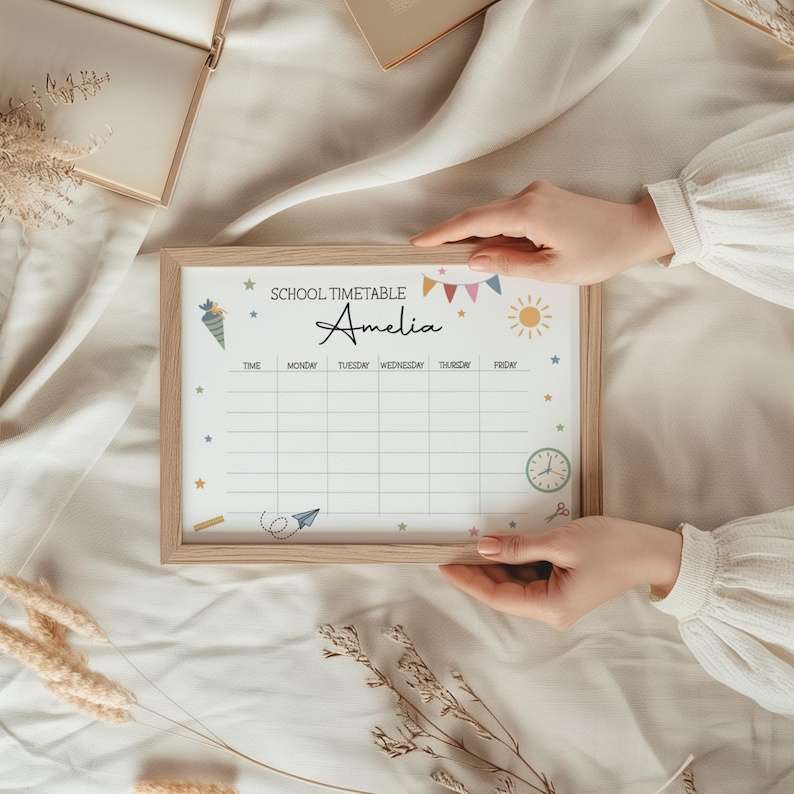 Cursive Time Table Printable Timetable With Name, Student Planner, Timetable Download, A4 ...