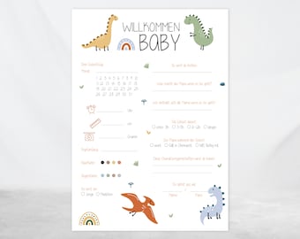 Babyparty Ausfüllkarten | Babyshower Wunschkarte, Dinos | Tippkarten