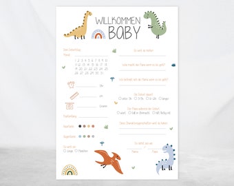 Baby shower fill-in cards | Baby shower wish card, dinosaurs | Tip cards