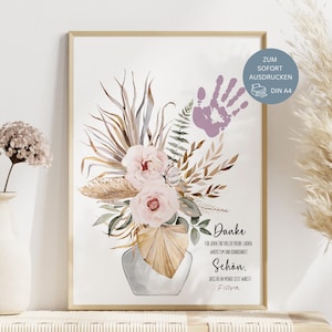 Abschiedsgeschenk Erzieherin, Abschied Geschenk Kindergarten, Kita, Krippe, Hort, Handabdruck, Bild Blume, Blumenstrauß, Danke Idee, PDF