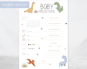 Baby Shower Fill-in Cards | Baby Shower Wish Card, Dinosaurs | Tip Cards - English