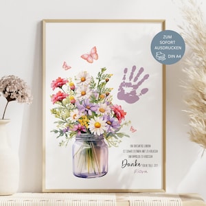 Abschiedsgeschenk Lehrerin, Danke Geschenk Abschied, DIY Geschenk Lehrerin, Grundschule, Handabdruck, Abschied Grundschule, Danke Idee, PDF