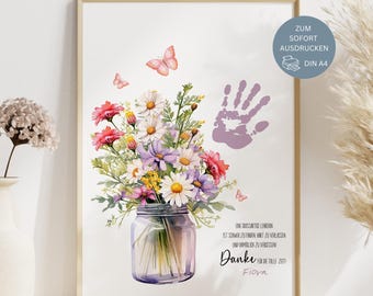 Regalo de despedida para profesor/a, regalo de agradecimiento, regalo DIY para profesor/a, escuela primaria, huella de mano, despedida de la escuela primaria, idea de agradecimiento, PDF