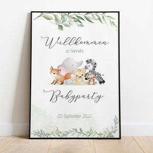 Babyparty Poster willkommen | Babyshower, Eukalyptus, greenery