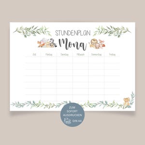 Timetable to print with name, timetable download, timetable A4, timetable PDF printable, timetable digital, timetable school